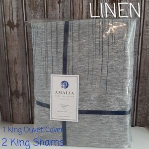 Amalia Home Collection Alva Jacquard Linen King Duvet Cover & 2 King Shams